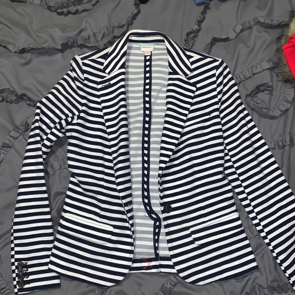 Merona navy/white blazer jacket size XS